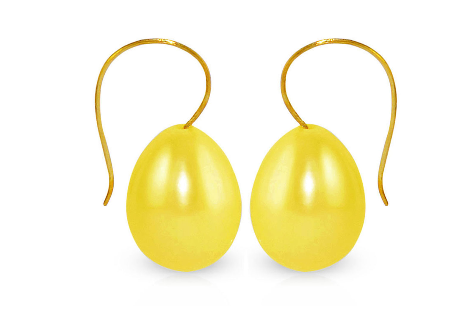 Vera Perla 10K Yellow Gold 10mm Drop Yellow  Pearl Earrings